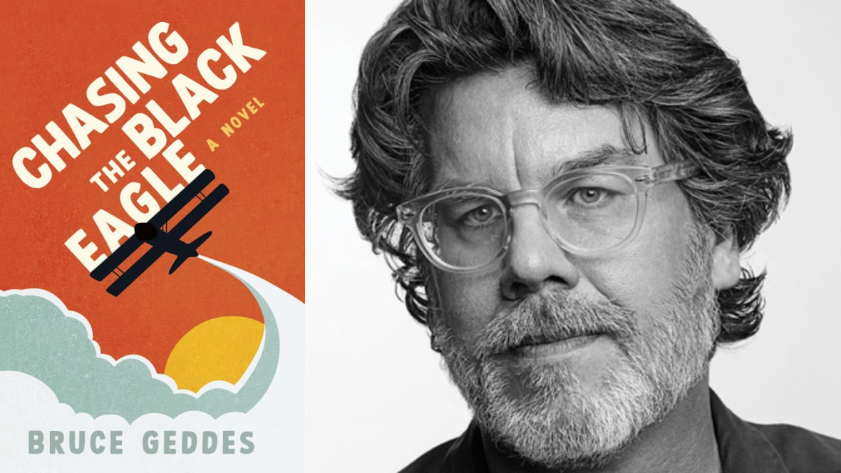 An orange book cover featuring an illustration of an airplane and a photo of the book's author, a man with glasses and thick hair.